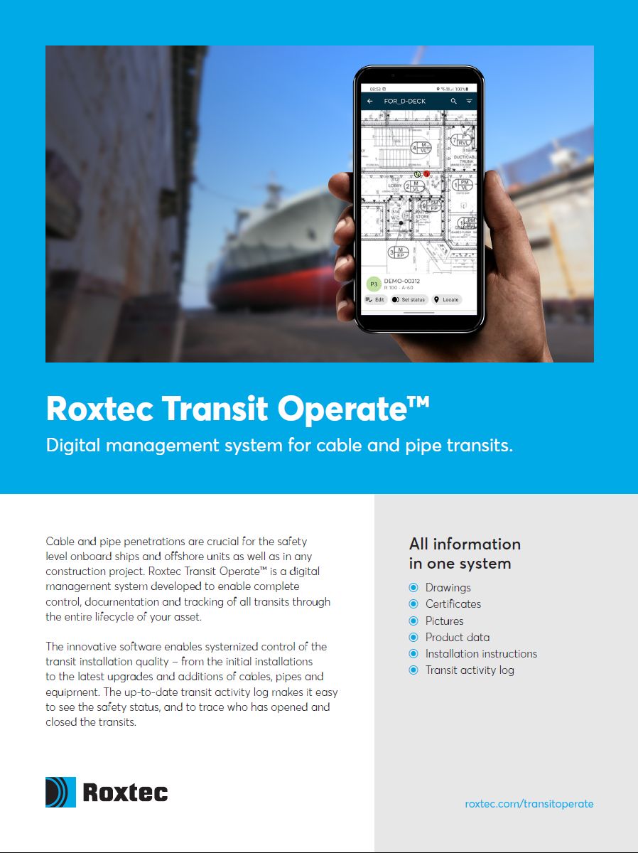Roxtec Transit Operate&#x2122; - Digital management system