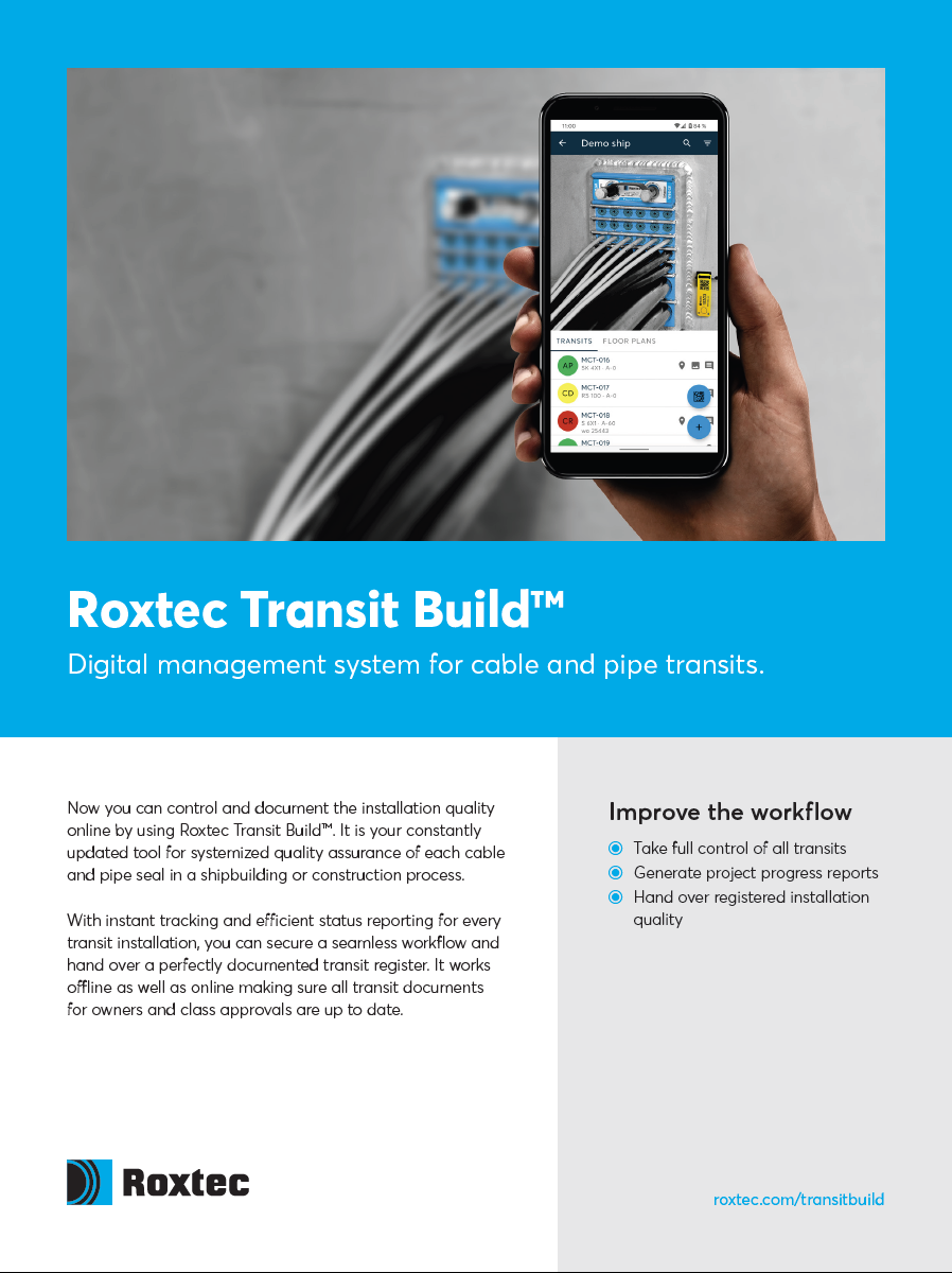 Roxtec Transit Build&#x2122; - Digital management system