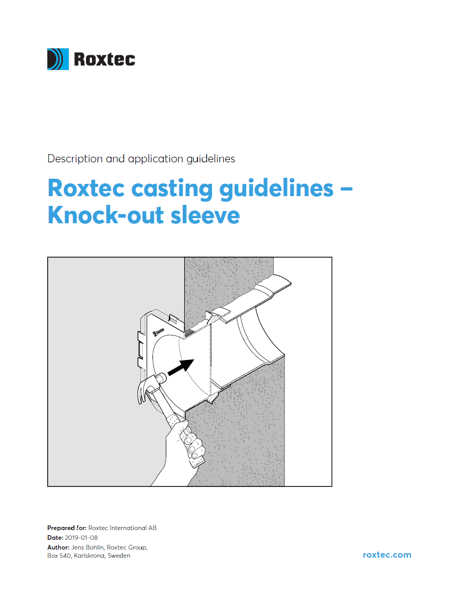 Casting guidelines for Roxtec knock-out sleeve