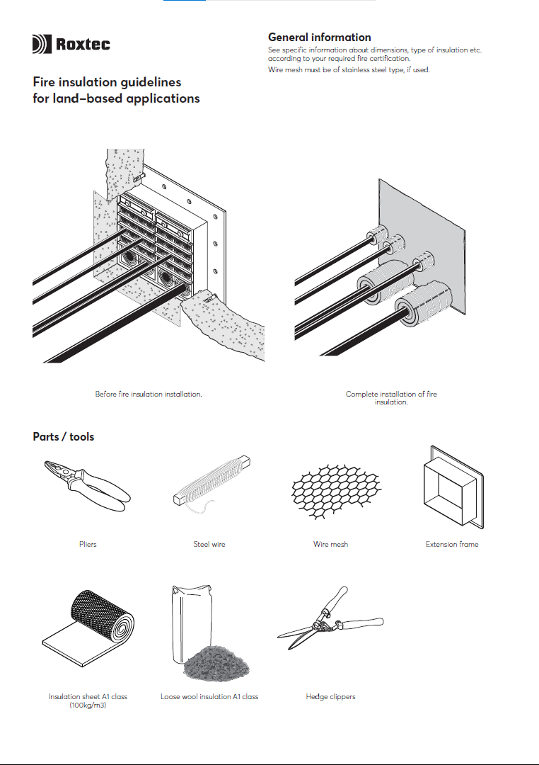 Roxtec fire insulation guidelines for land-based applications