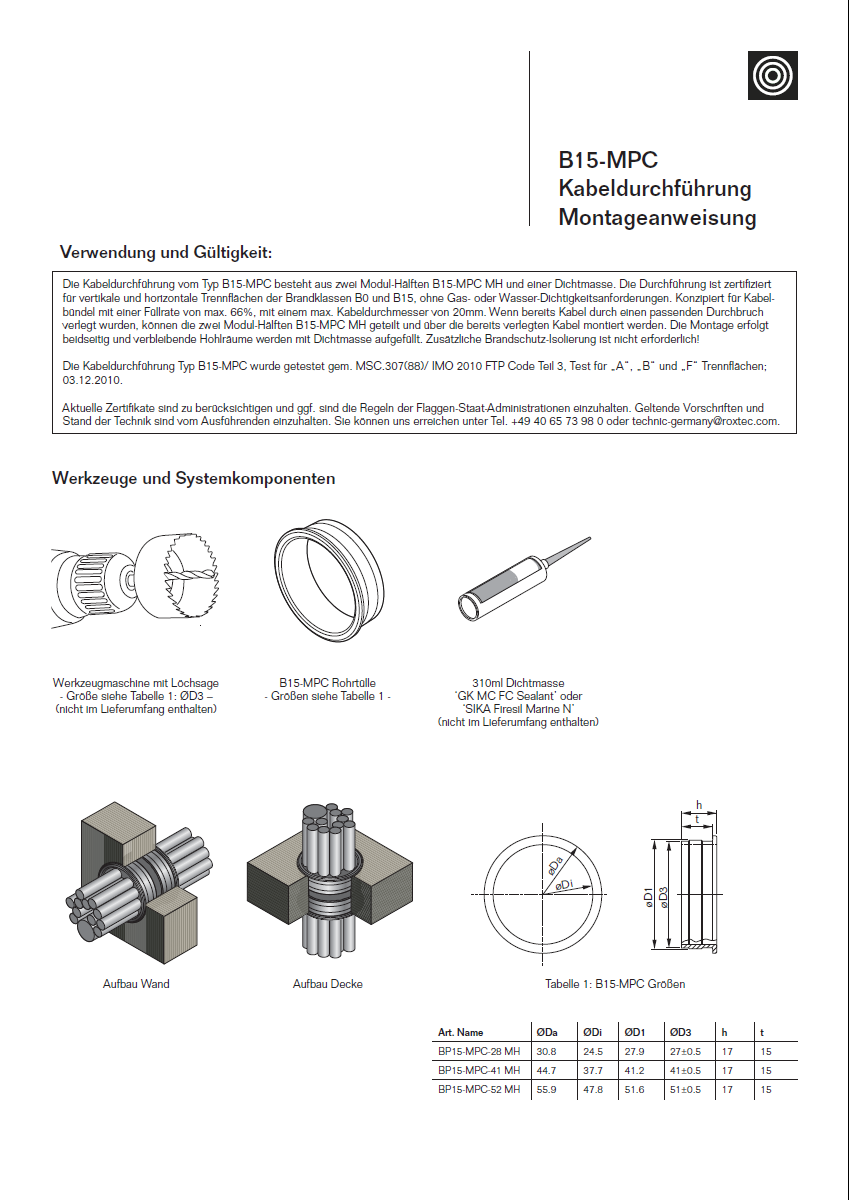 B 15 MPC Montageanleitung