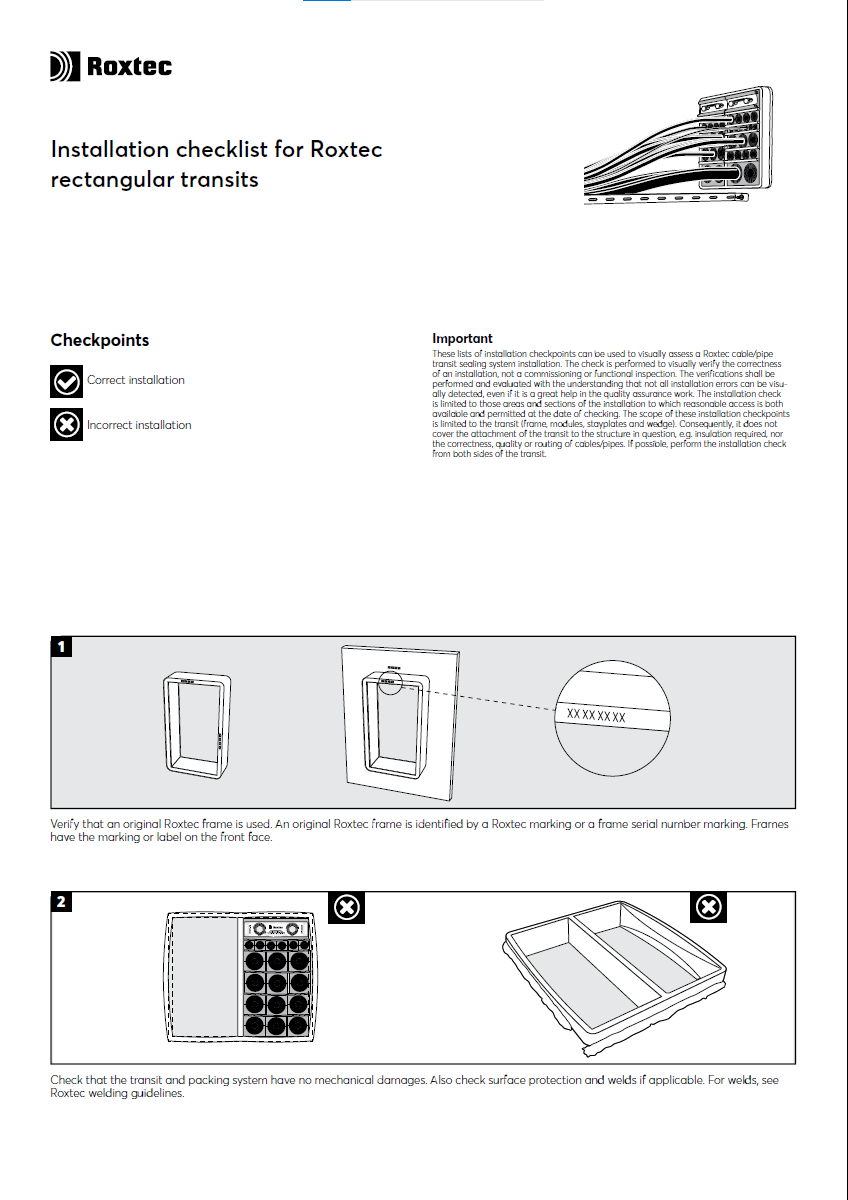 Installation checklist - solutions rectangulaires