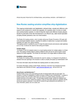  Pressmeddelande: Lansering av Roxtec SLA