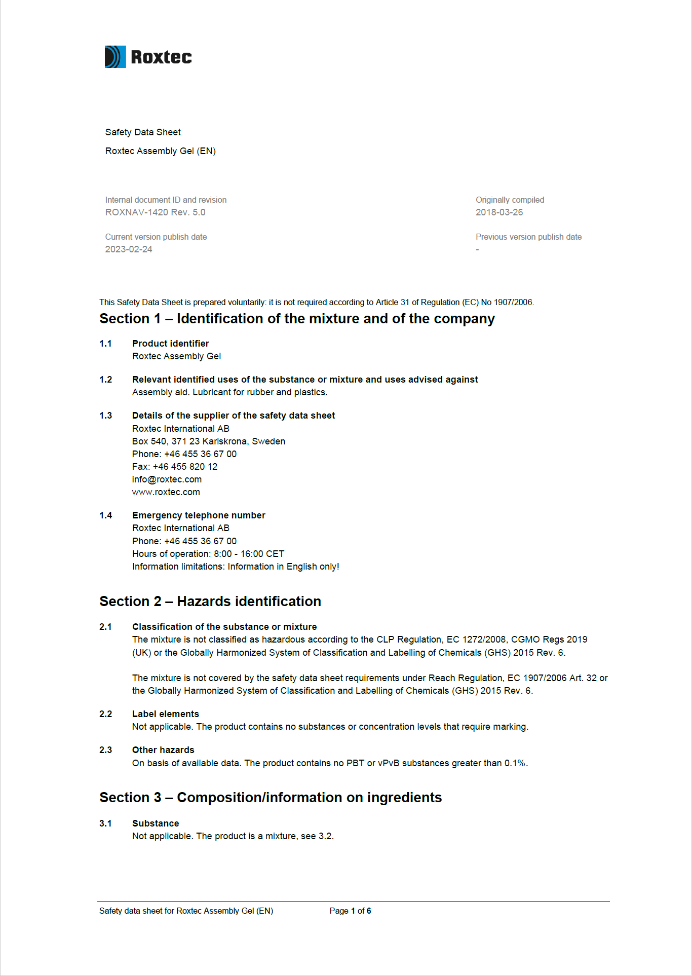 Roxtec Assembly Gel (ES)