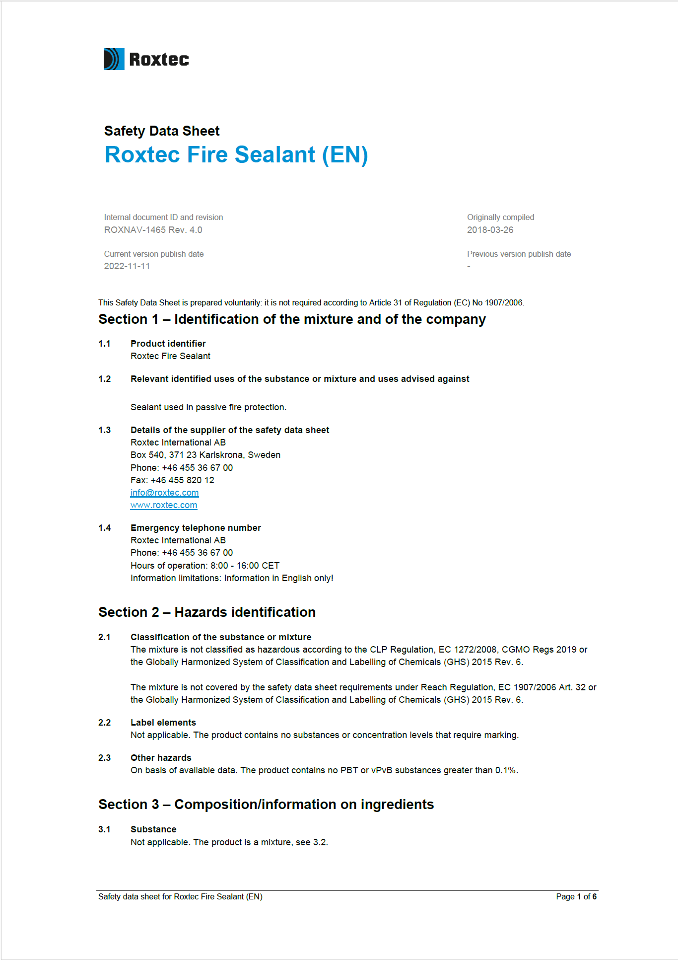 Roxtec Fire Sealant (ES)