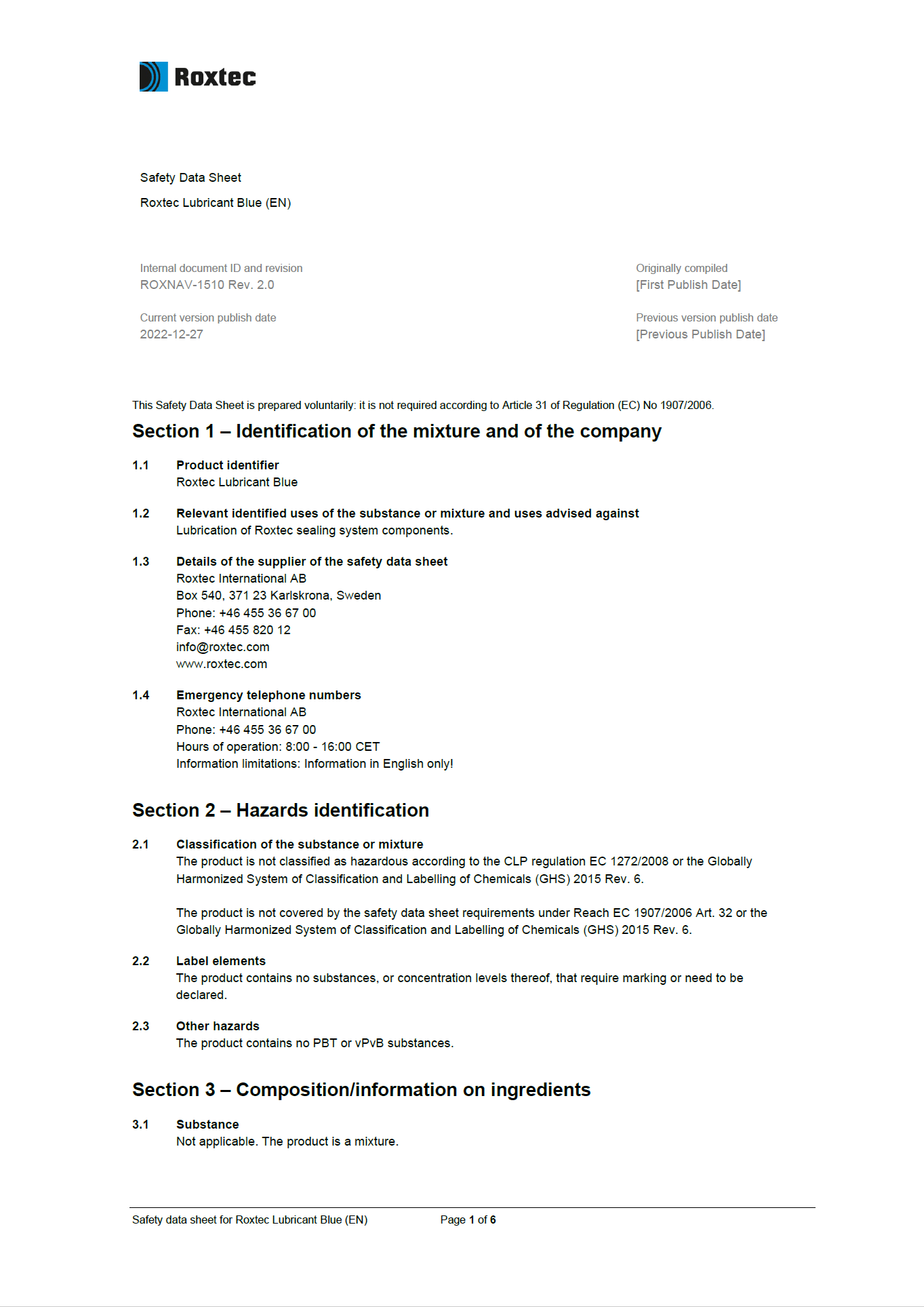 Roxtec Lubricant Blue (ES)