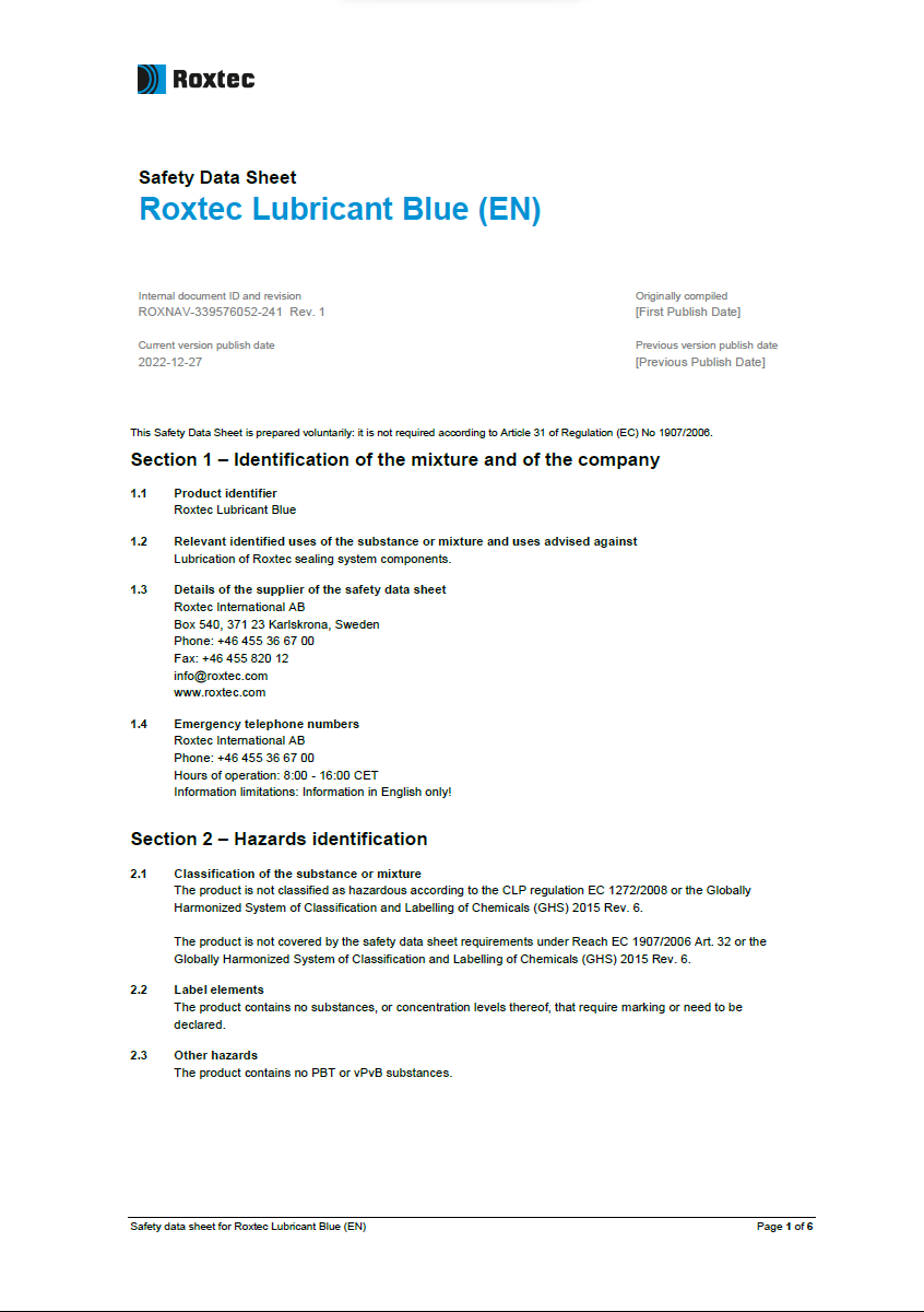 Roxtec Lubricant Blue (SE)