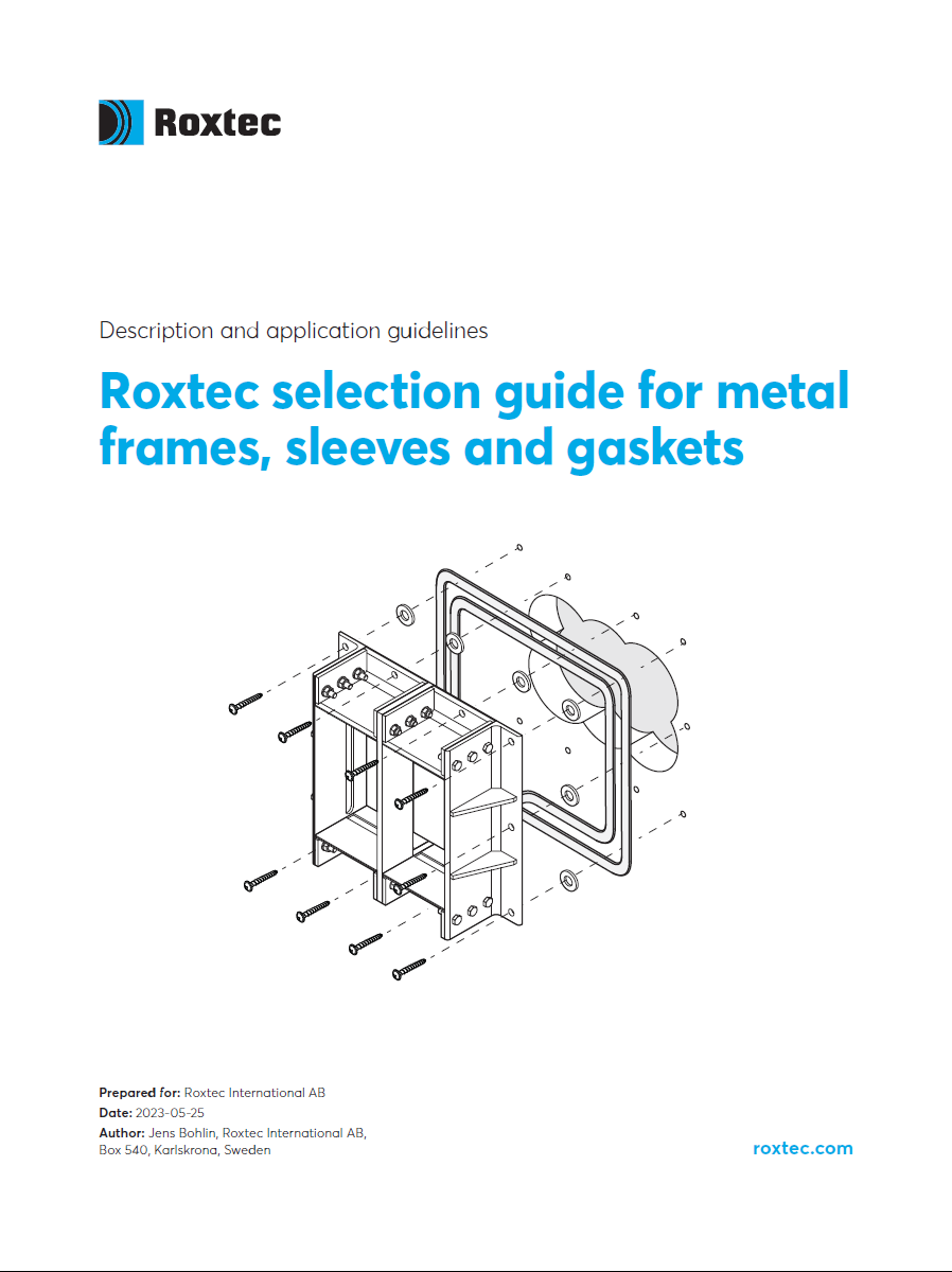 Roxtec selection guide for metal frames, sleeves and gaskets