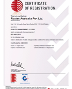 Certifikát souladu s normou ISO 9001 společnosti Roxtec Australia Pty