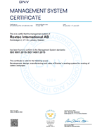 Certifikát souladu s normami ISO 9001 a 14001 společnosti Roxtec International