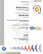Certifikát souladu s normou ISO 9001 společnosti Roxtec SP SL