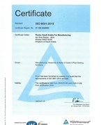 Certifikát souladu s normou ISO 9001 společnosti Roxtec Saudi Arabia For Manufacturing