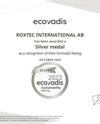 Roxtec International AB EcoVadis Rating Certificate 2023