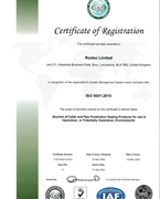 Certifikát souladu s normou ISO 9001 společnosti Roxtec Limited